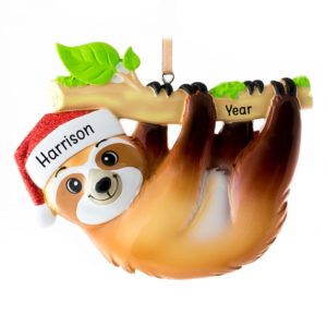 Image of Sloth Hanging From Branch Personalized Ornament