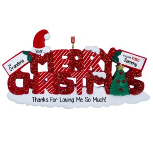 Image of Personalized Merry Christmas To Grandparent From Grandchild Ornament