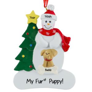 Image of My First Puppy Snowman Personalized Ornament