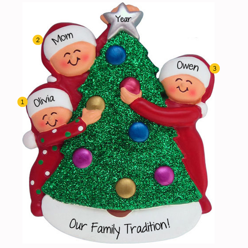 Mother with Child Christmas Ornament Personalized Single Father