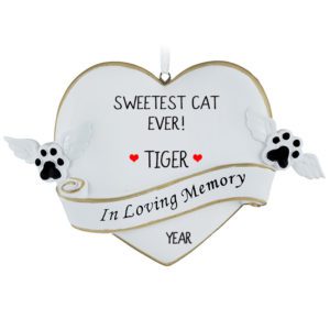 Image of In Loving Memory Cat Memorial Personalized Heart Ornament