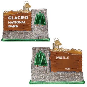 Image of Glacier National Park Personalized Glittered Glass Ornament