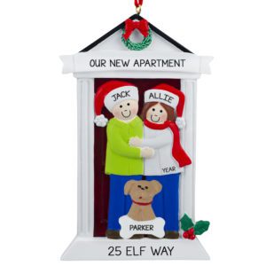 Image of New Apartment Door Couple With 1 Pet Ornament