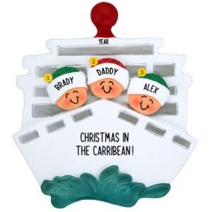 Single Parent + 2 Kids Cruise Ship Ornament