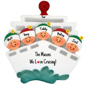 Personalized Cruise Ship Family Of 5 Ornament