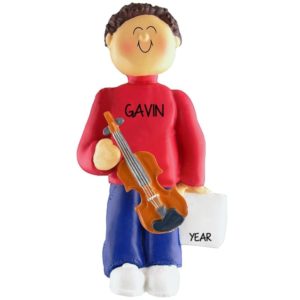 Image of MALE VIOLINIST Personalized Ornament BROWN Hair