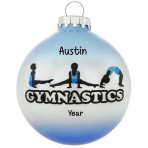 Image of Personalized Boy Gymnastics Glass Ball Ornament