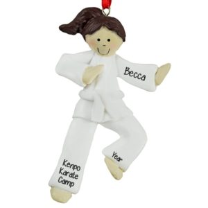 Image of Karate Camp White Belt GIRL Ornament BRUNETTE