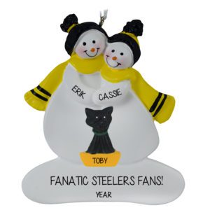 Image of Pittsburgh Steelers Couple With CAT BLACK And GOLD Ornament
