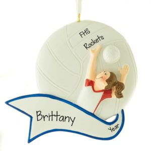 Image of Brunette Girl With Volleyball Personalized Ornament