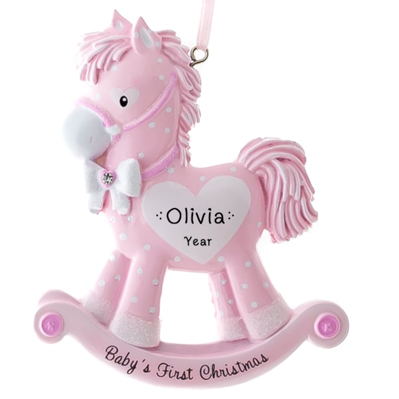 Baby Girl's 1st Birthday Personalied Engraved Rocking Horse Keepsake Gift 