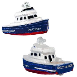 Image of Charter Boat Totally Dimensional Glittered Glass Ornament