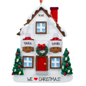 Image of African American Couple Christmasy House Ornament