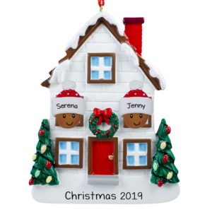Image of African American Gay / Lesbian Couple Christmasy House Ornament