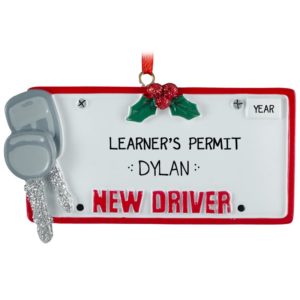 Image of Learner's Permit License With Glittered Keys Ornament