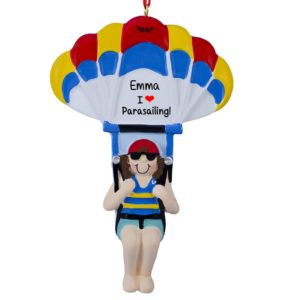 Image of Parasailing FEMALE Attached To A Parasail Wing Ornament