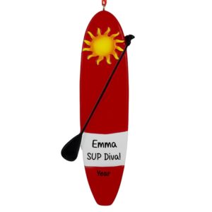 Image of Paddle Boarding SUP Diva Red Board & Paddle Ornament