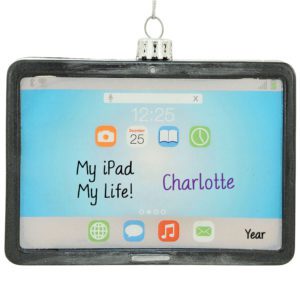 Image of GLASS Tablet iPad Personalized Christmas Ornament