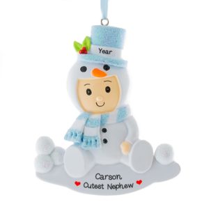 Image of Cutest Nephew Dressed As A Snowbaby Glittered Ornament