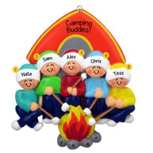 Image of Five Friends Around Campfire Ornament