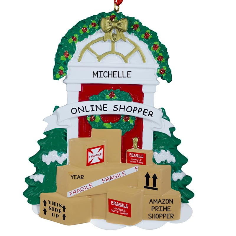 Online Amazon Prime Shopper Door With Packages Ornament Personalized Ornaments For You