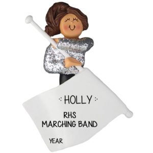 Image of Flag Girl BROWN Hair Personalized Ornament