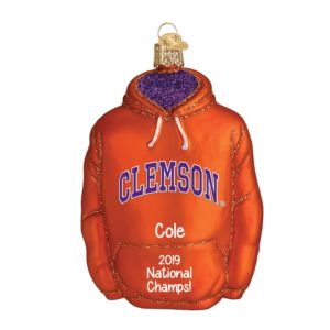Image of Clemson National Champs Hoodie Glass Ornament