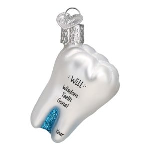 Image of Dental School Grad Tooth Glittered Glass Ornament