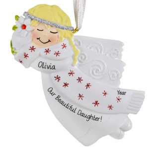 Image of Daughter Angel RED Glittered Flakes Keepsake Ornament
