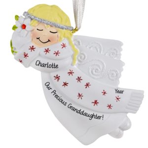 Image of Granddaughter Angel RED Glittered Flakes Ornament
