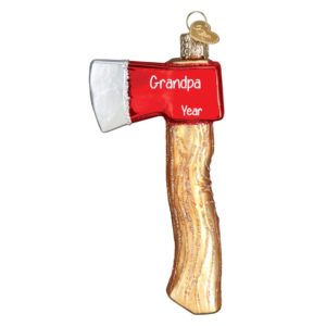 Image of Personalized Axe 3-Dimensional Glass Ornament