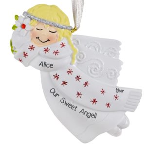 Image of Sweet Angel With RED Glittered Flakes Ornament