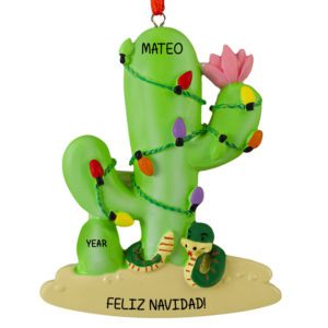 Image of Cactus Tree With Christmas Lights Ornament