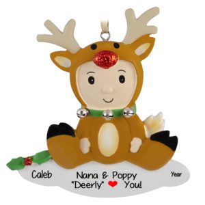 Image of We Love Our Grandson Reindeer Ornament