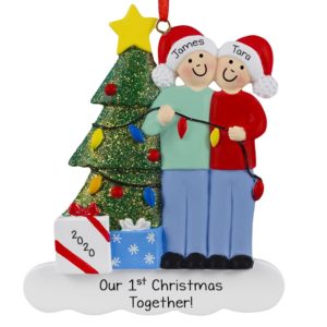 Image of Couple's 1st Christmas Together Decorating Tree Ornament