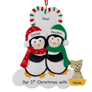 Image of First Christmas With New Cat Penguin Couple Ornament