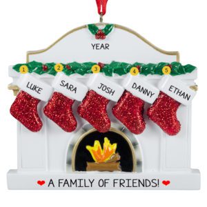 Image of Five Friends Glittered Stockings Fireplace Ornament