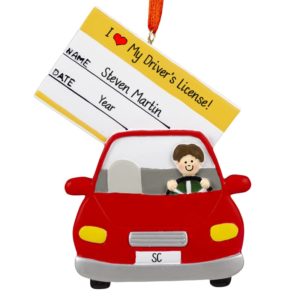 Image of I Love My Driver's License BOY Driving Car Ornament
