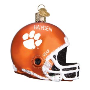 Image of Clemson Tigers Helmet Totally Dimensional Glittered Glass Personalized Ornament
