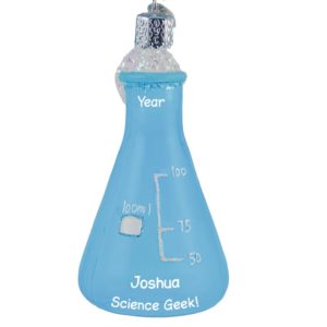 Image of Personalized Science Geek Beaker Glass Totally Dimensional Ornament
