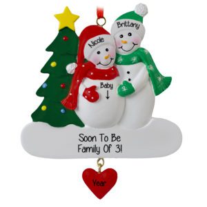 Image of Gay Or Lesbian Expecting Couple Dangling Heart Ornament