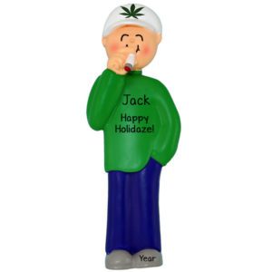 Image of MALE Smoking Marijuana Happy Holidaze Ornament