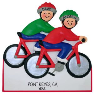Image of Gay Or Lesbian Cycling Couple On Bikes Ornament