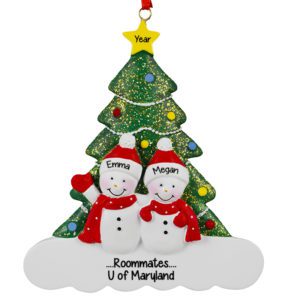 Image of Lesbian Pregnant Snow Couple Glittered Tree Ornament