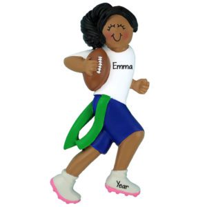 Image of Female AFRICAN AMERICAN Flag Football Player Ornament