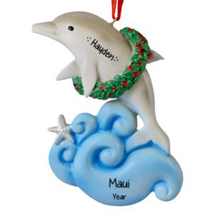 Image of I Love Dolphins Soaring In Air Ornament