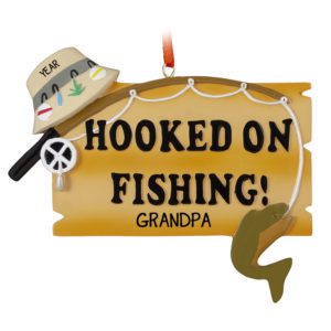 Image of Hooked On Fishing Rod And Hat Ornament