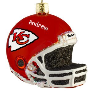 Image of Kansas City Helmet Totally Dimensional Glittered Glass Personalized Ornament