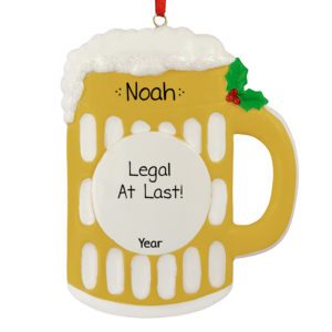 Image of Legal At Last 21st Birthday Glittered Beer Mug Ornament
