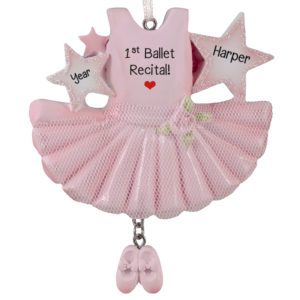 Image of 1st Dance Recital Real Tulle Tutu Dangling Slippers Ornament
